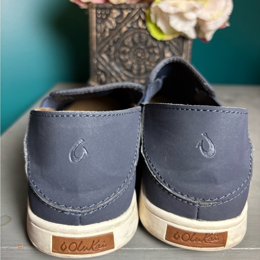 Olukai Blue and White Slip On Loafers with Breathable Mesh Upper - Picture 2 of 5